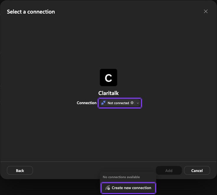 Screenshot stap 6: Select a connection: Create new connection