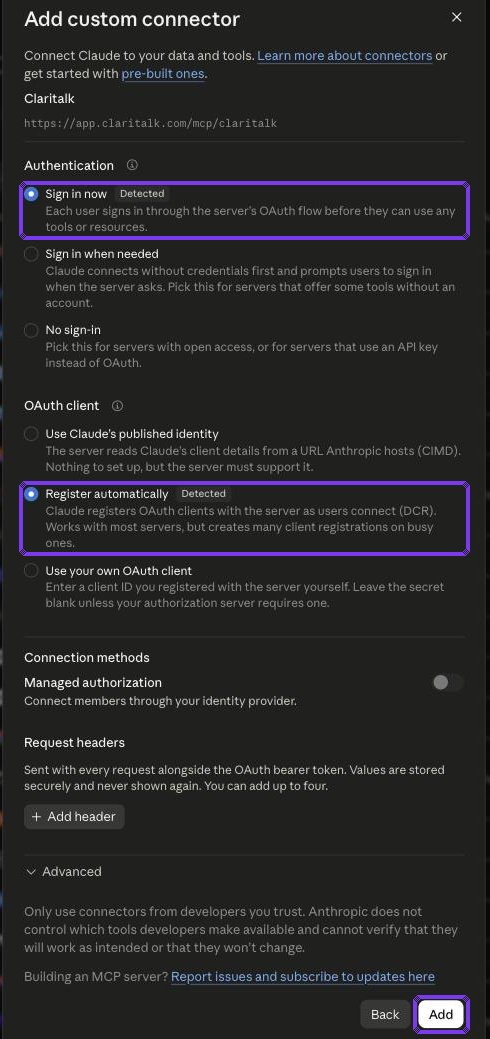 Screenshot stap 4: Beide opties zijn gemarkeerd als Detected