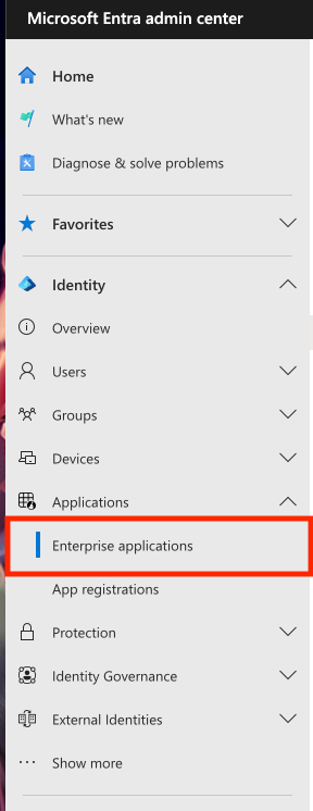 Enterprise applications in het Entra-menu