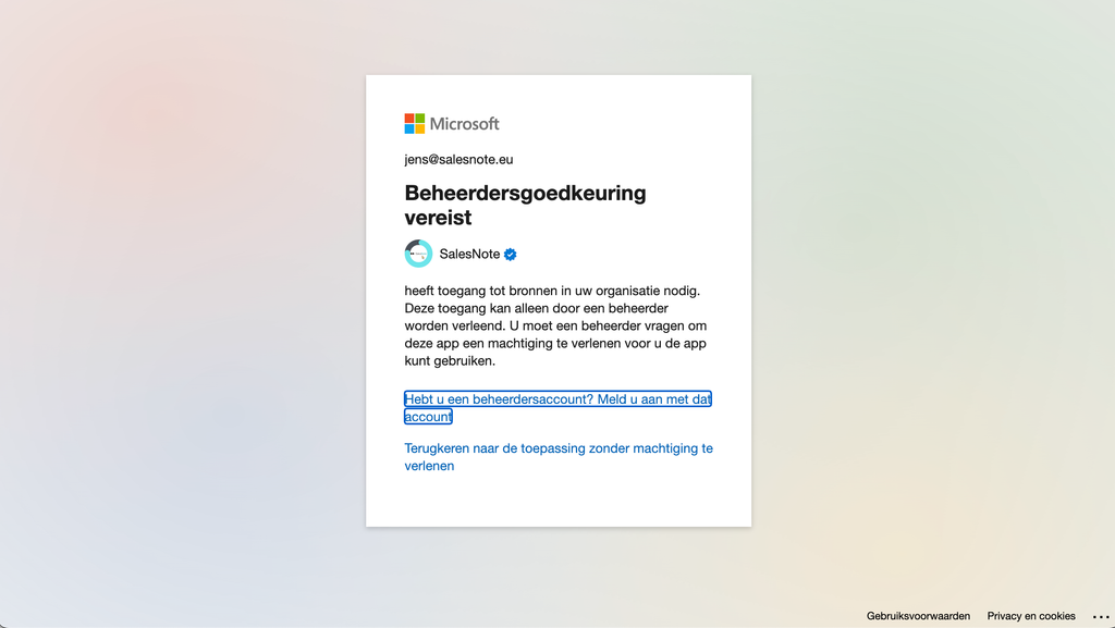 Zonder beheerdersgoedkeuring zien gebruikers deze melding