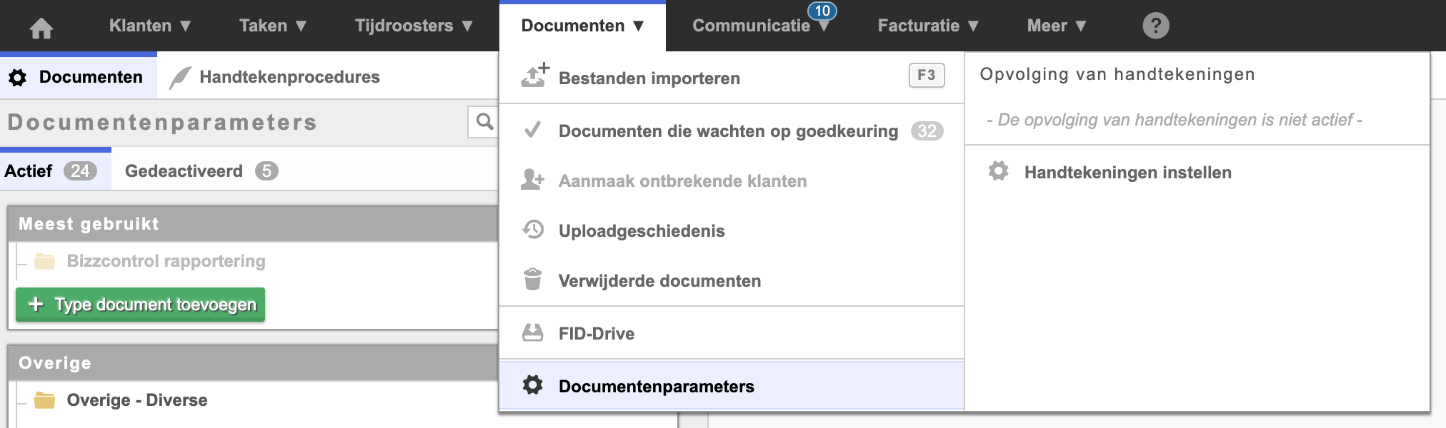 Documenten &rsaquo; Document parameters in FID-Manager